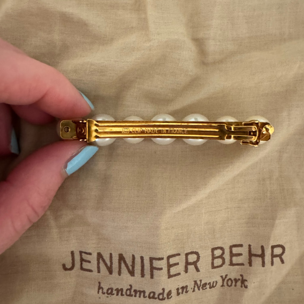 Jennifer Behr Bridal Pearl Row Hair Clip In Cream And Gold — image 4 of 6